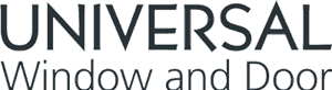 WindowFix - Logo showing the text "UNIVERSAL Window and Door" in bold, modern font on a light gray background, emphasizing expertise in Aluminum Windows.