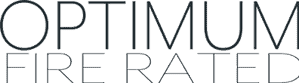 WindowFix - The image displays the words "OPTIMUM FIRE RATED" in large, thin, uppercase letters on a light background.