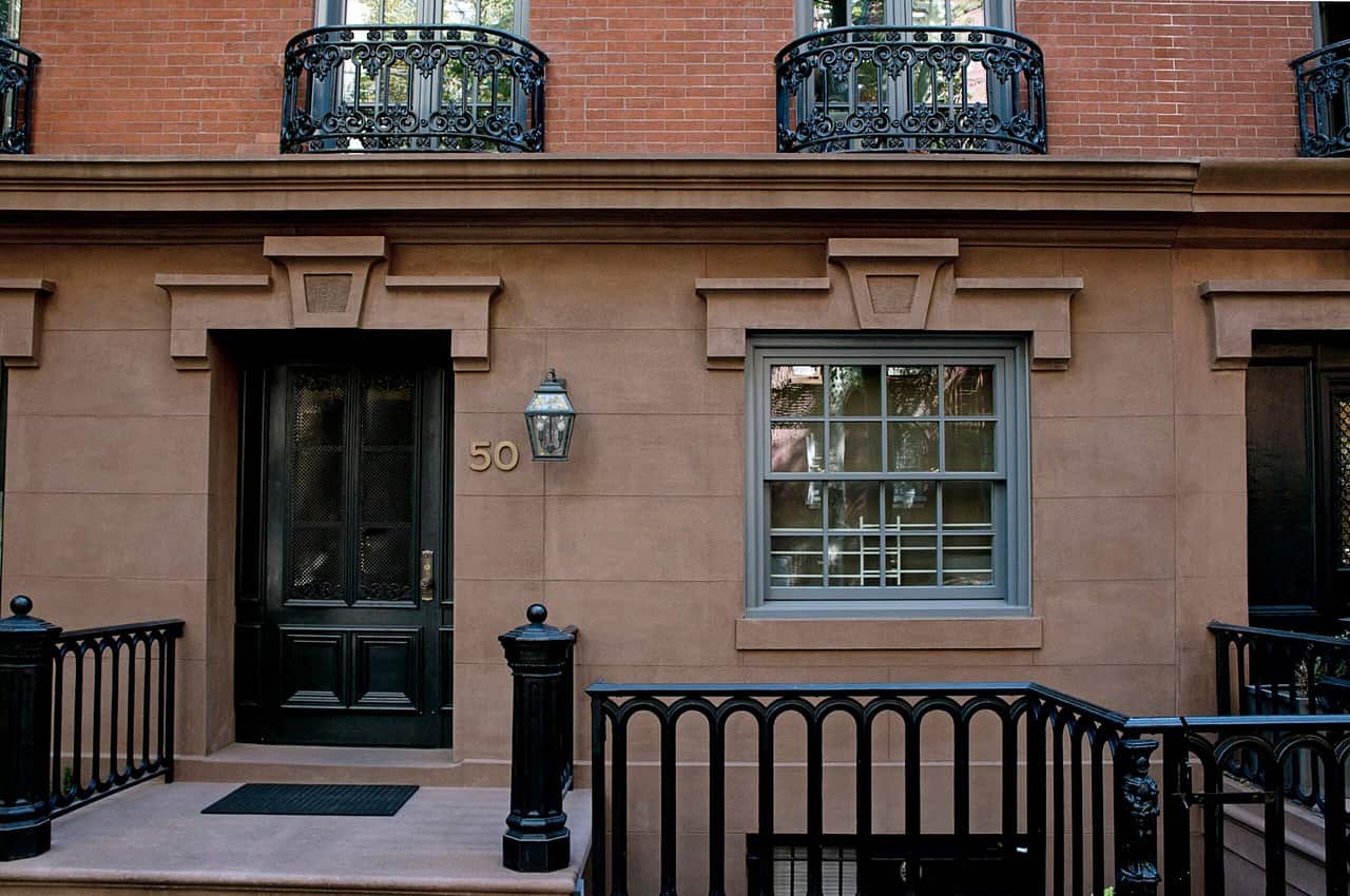 This is a picture of a Marvin windows and a Marvin door that WindowFix installed in a townhome in New York City.