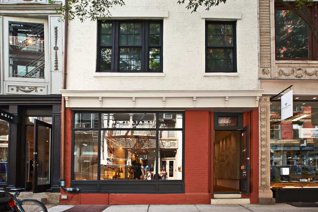 This is a picture of a storefront in New York City Where WindowFix installed Marvin windows and doors.