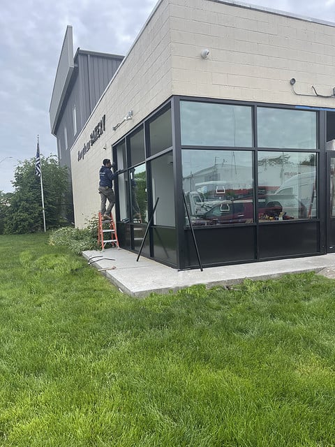 Glass Storefront During Replacement at Tarrytown Bakery in NJ.