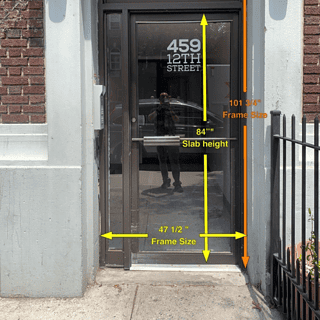 Picture taken at 459 12th Street (Brooklyn, NY) showing door dimensions.