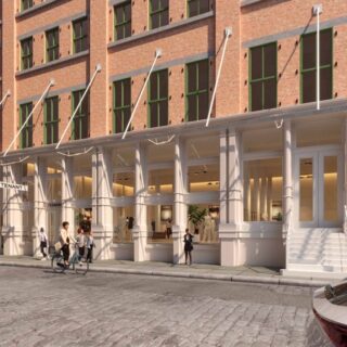 An artist's rendering of an absolutely regal new storefront on Mercer Street in New York City.