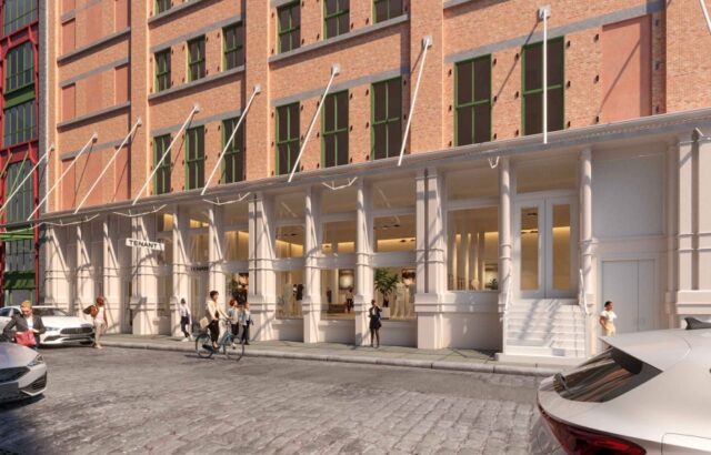An artist's rendering of an absolutely regal new storefront on Mercer Street in New York City.