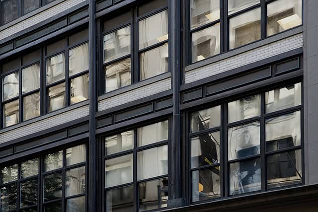 Aluminum windows in a building at Gloss Studio.